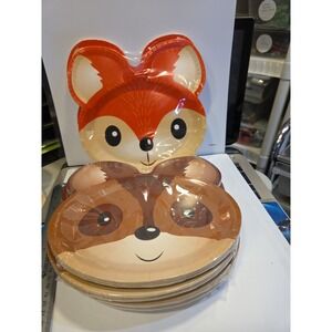 Michaels Celebrate  Thanksgiving 9" Squirrel, Fox Paper Plates, 12 ct Each